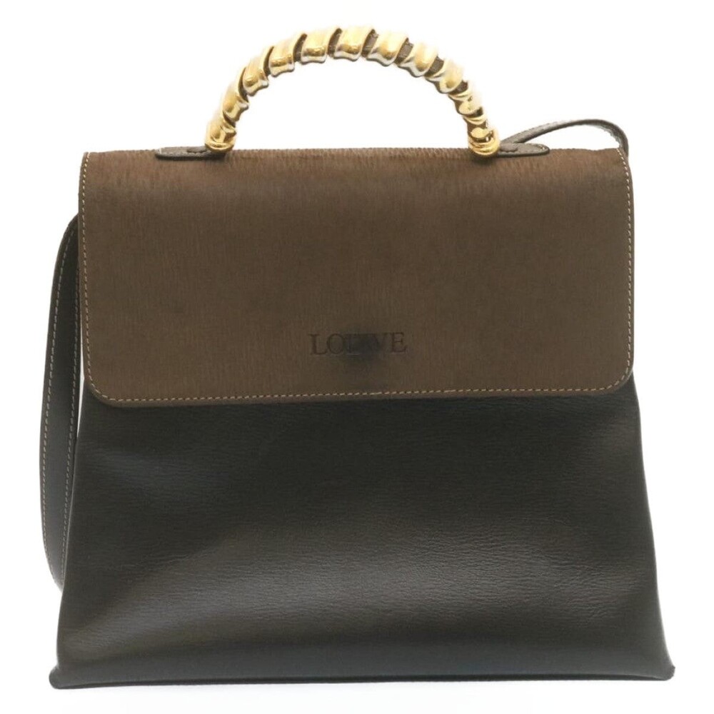 Loewe Leather Twist Handle Velazquez Handbag Black